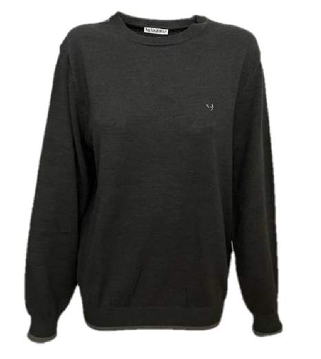 Maglia Byblos T3ROUND Grigio logo, tinta unita, collo tondo, maglia leggera, maniche lunghe, senza tasche