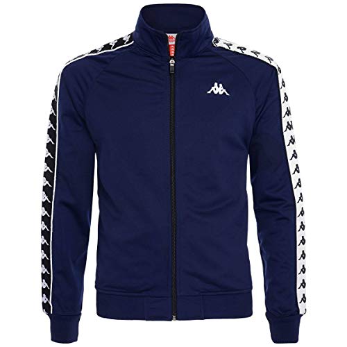 Sudadera Kappa 301EFU0C86 con bordes de mangas acanalados, apertura frontal con cremallera completa, banda con logotipo Omini repetido con perfil aplicado en las mangas