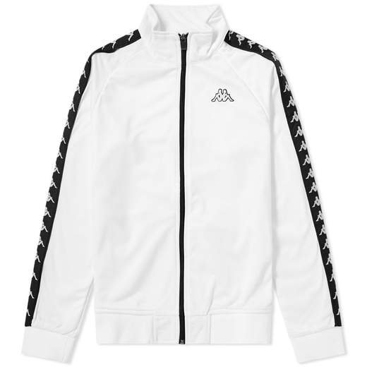 Felpa Kappa 304NNV0 Bianco in tricot garzato. SLIM FIT. Bordi manica a costina, apertura frontale full zip