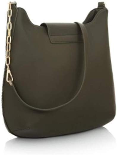 Le Pandorine DDM0247003 Bolso de hombro verde con asa de cadena. Cierre de cremallera y solapa con cierre a presión. Tres bolsillos interiores, uno de ellos con cremallera.