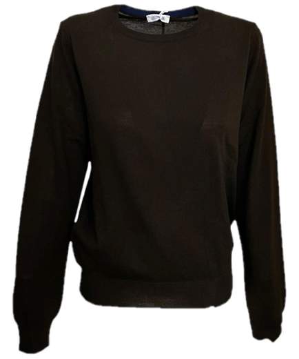 Jersey de punto marrón John & Jill, sin apliques, tejido ligero, cuello redondo, color liso, mangas largas, sin bolsillos