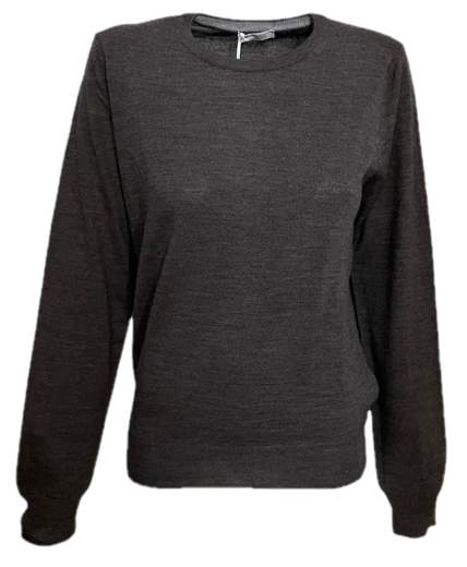 Jersey de punto John & Jill Grey, sin apliques, tejido ligero, cuello redondo, color liso, mangas largas, sin bolsillos