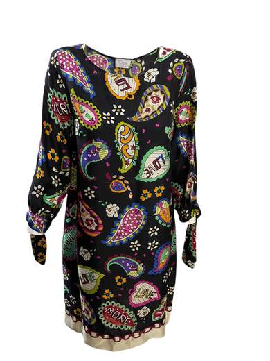 Abito Clips W91G054 fantasia multicolore, collo con scollatura a giro maniche lunghe , senza tasche, senza chiusura