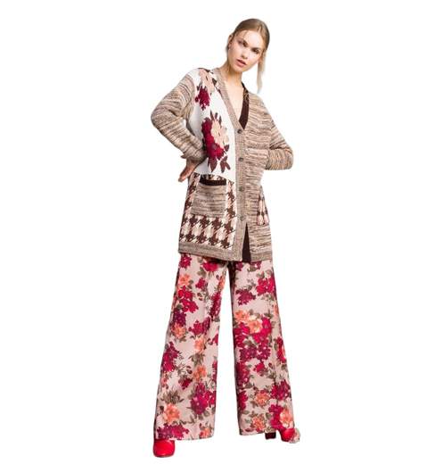 Cardigan Twinset SA83HC marrone jacquard Twinset SA83HC MARRONE