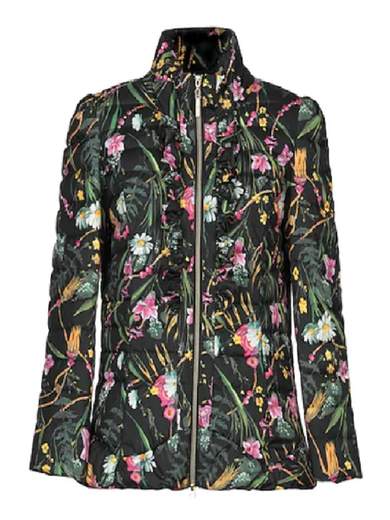 Chaqueta de plumas Blugirl Folies BFA0616 de tejido técnico, acolchada, con volantes y logotipo