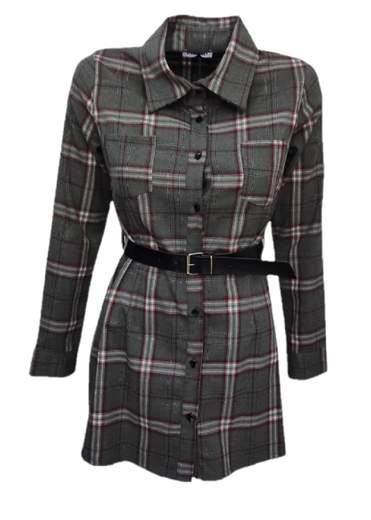 Phard PHJDR7006 Long Dress in Grey with Pattern