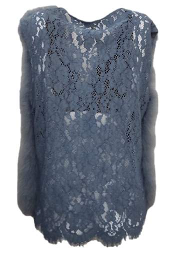 Gilet Twin-set in piume SA829A Blu con retro in pizzo macramé