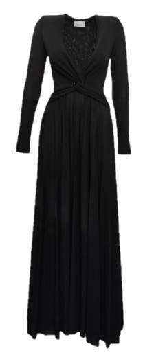Cristinaeffe Loren dress in crepe, pleated, solid color, V-neck, long sleeves, no pockets, unlined interior.