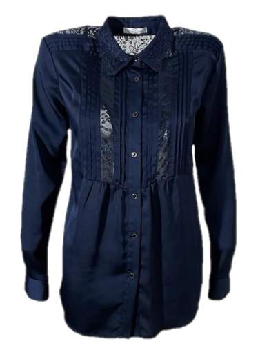 Blusa azul con encaje y cierre de botones Luckylu 24LLBL08RM