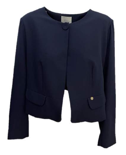 Chaqueta azul Luckylu 24LLGI03SU, cierre de un botón, dos bolsillos, corte regular