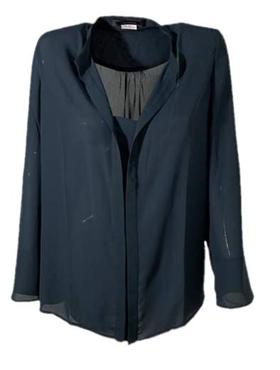 Camicia Nenette 24BBFLAVIA Blu collo coreano con mezza chiusura fissa