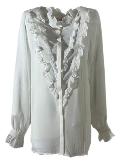 Blugirl Folies BFA0202 Camisa blanca con volantes y camiseta sin mangas
