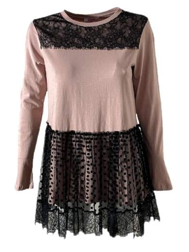 Blugirl Folies BFA1809 Suéter rosa oversize con cuello redondo y mangas largas
