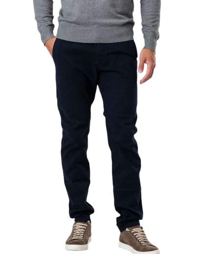 Pantalón Max Martini Blue de corte slim. Cierre de cremallera y botón oculto. Dos bolsillos laterales y dos bolsillos de ribete con botón en la espalda. Trabillas para cinturón.