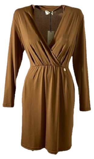 Abito Toy G AB18340SV Marrone con scollo a V, in viscosa Toy G AB18340SV MARRONE