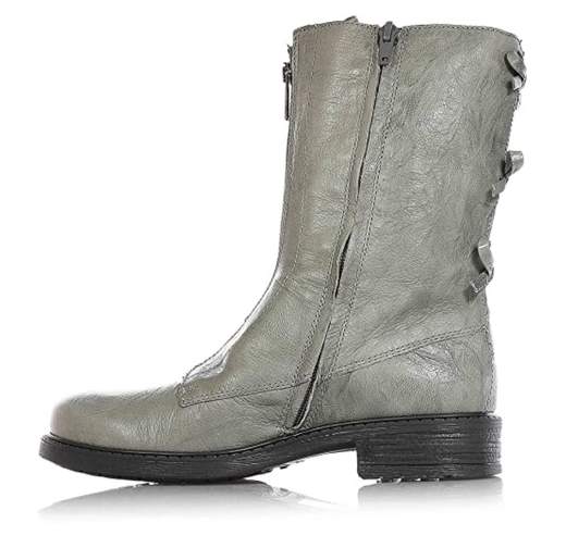 Twinset HA58AE Bota de piel gris con cierre de cremallera.
