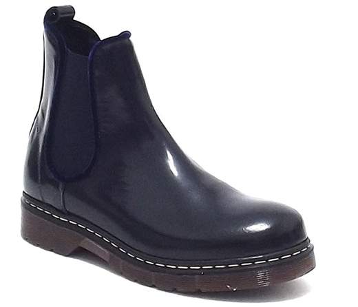 Botines azules sin cierre Twinset HA58BH Beatles en piel cepillada y terciopelo, color azul