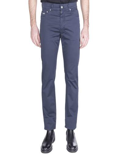 Pantalone Harmont&Blaine W1234 Blu da uomo, cinque tasche. Tinta unita con logo, chiusura zip e bottone. Harmont&Blaine W1234 BLU