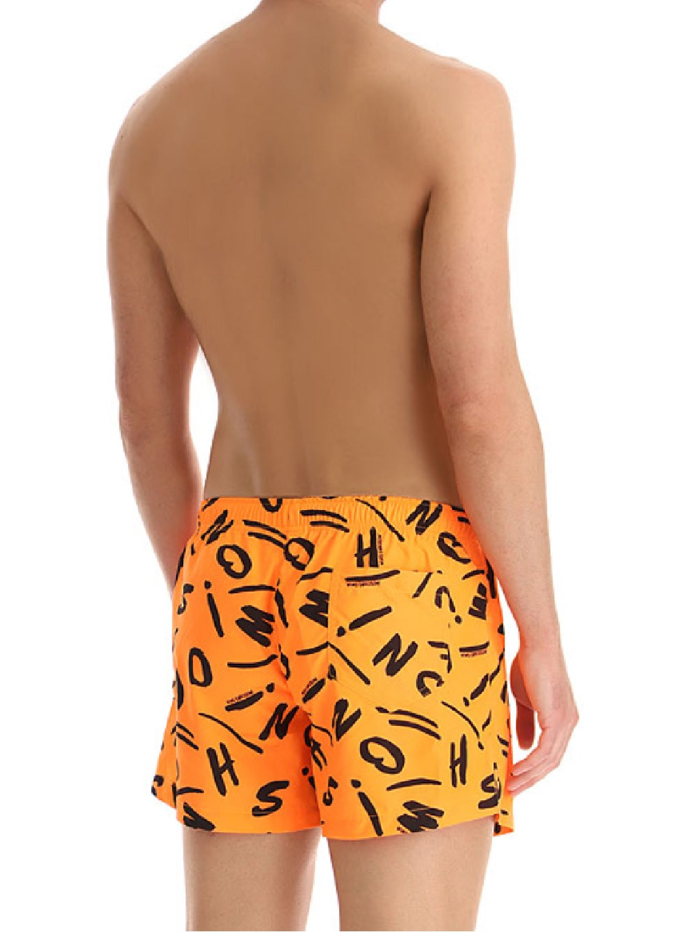 Bañador tipo bóxer con el logo de Moschino esparcido en la parte inferior con letras