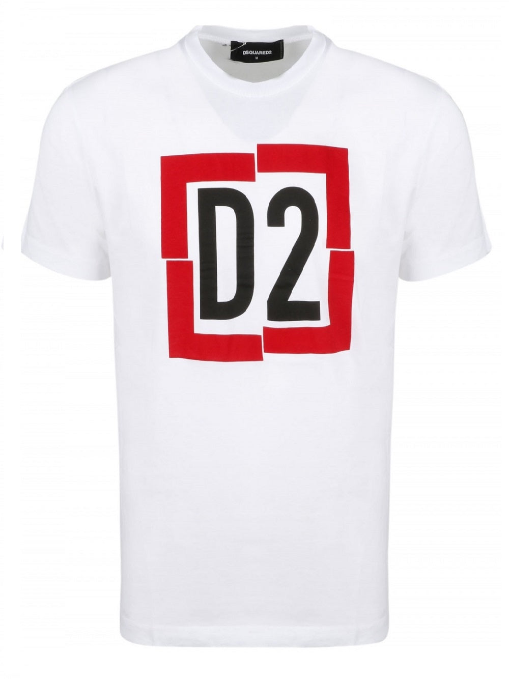 T-SHIRT DSQUARED2 S74GD0826 IN COTONE BIANCO, MODELLO A GIROCOLLO, MANICHE CORTE, LOGO FRONTALE.