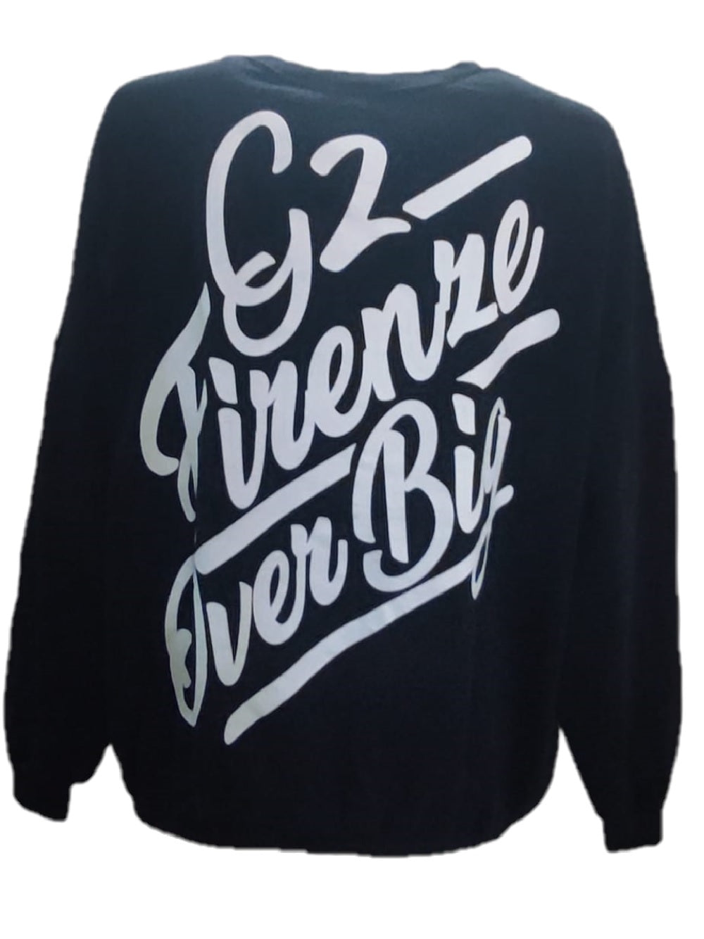 Sudadera oversize G2Firenze de algodón cepillado, ligeramente oversize, doble estampado en la parte delantera y trasera