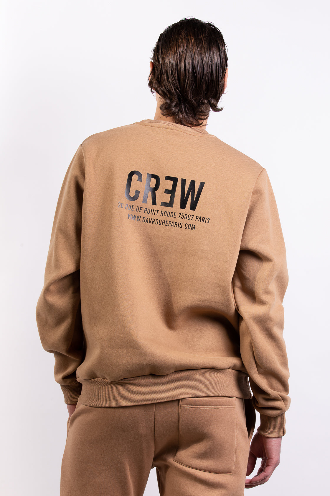 Sudadera marrón de cuello redondo y manga larga Gavroche Paris U715