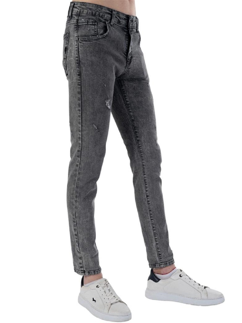 Vaqueros Klixs para hombre, lavado oscuro, cintura baja, cierre frontal, cremallera y botones.