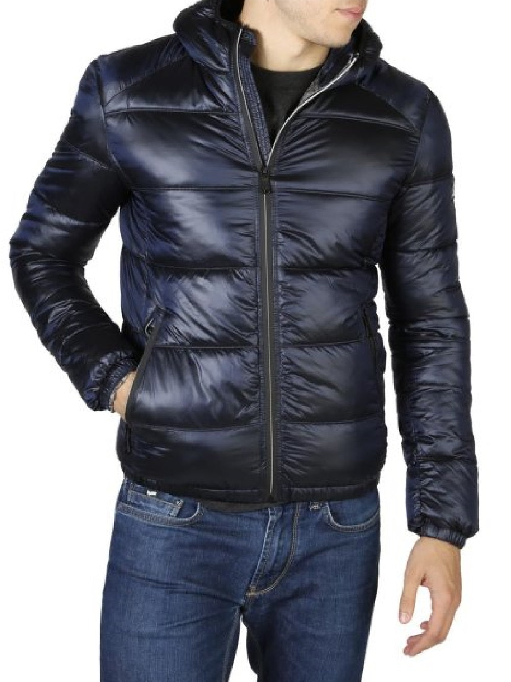 Sí Zee jJ813QF00 Chaqueta de plumas negra con capucha y cremallera Modelo J813_QF00-0713