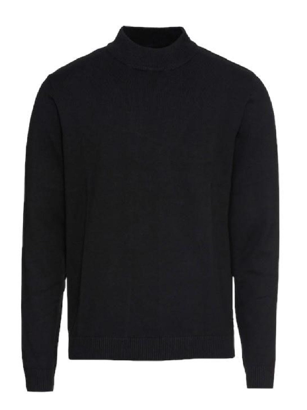 Suéter negro de cuello alto KLIXS MJ0399, cuello medio en lana lisa