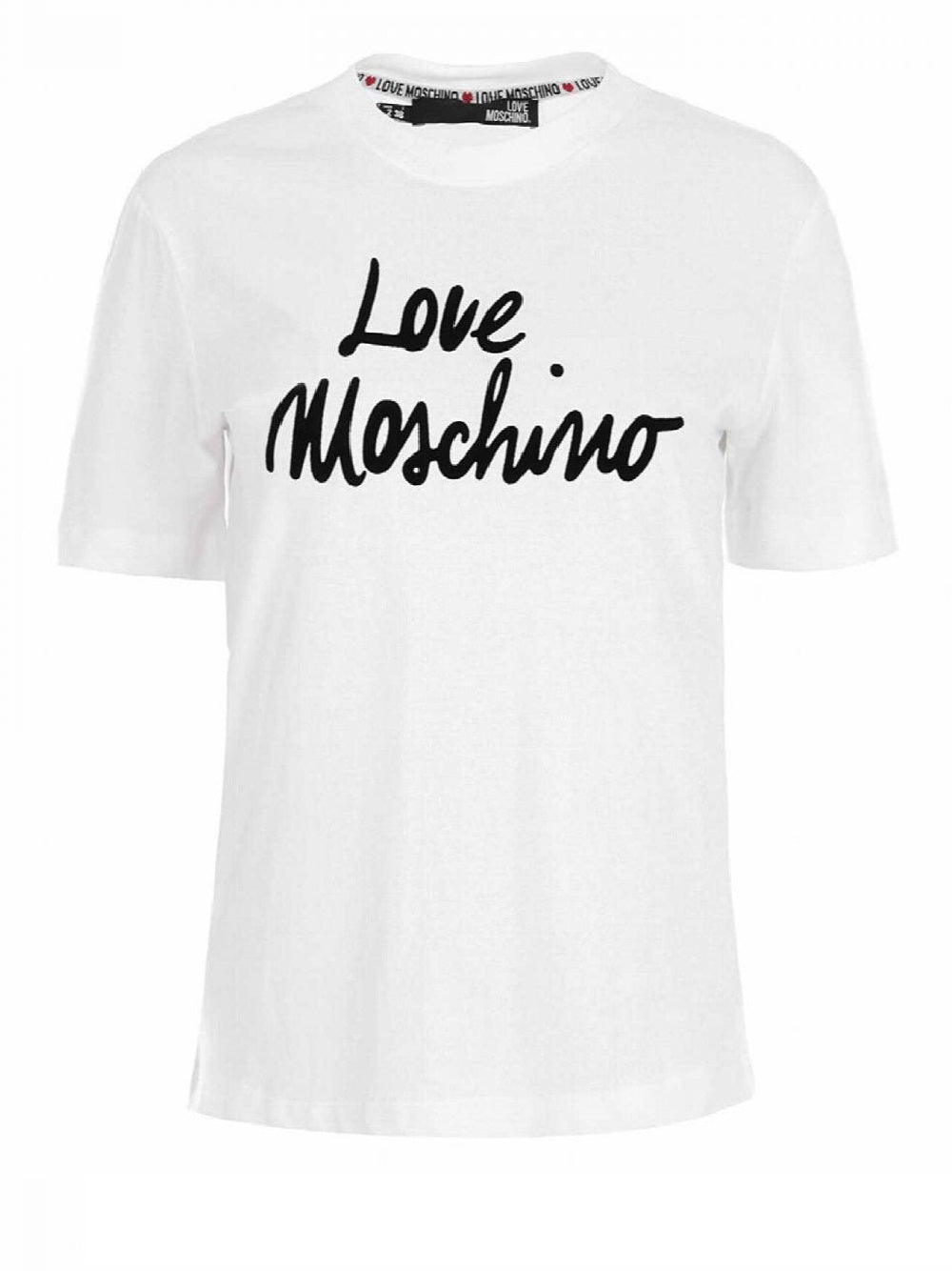 T-shirt Love Moschino modello W4H0618M3876 con logo in peluche sul petto