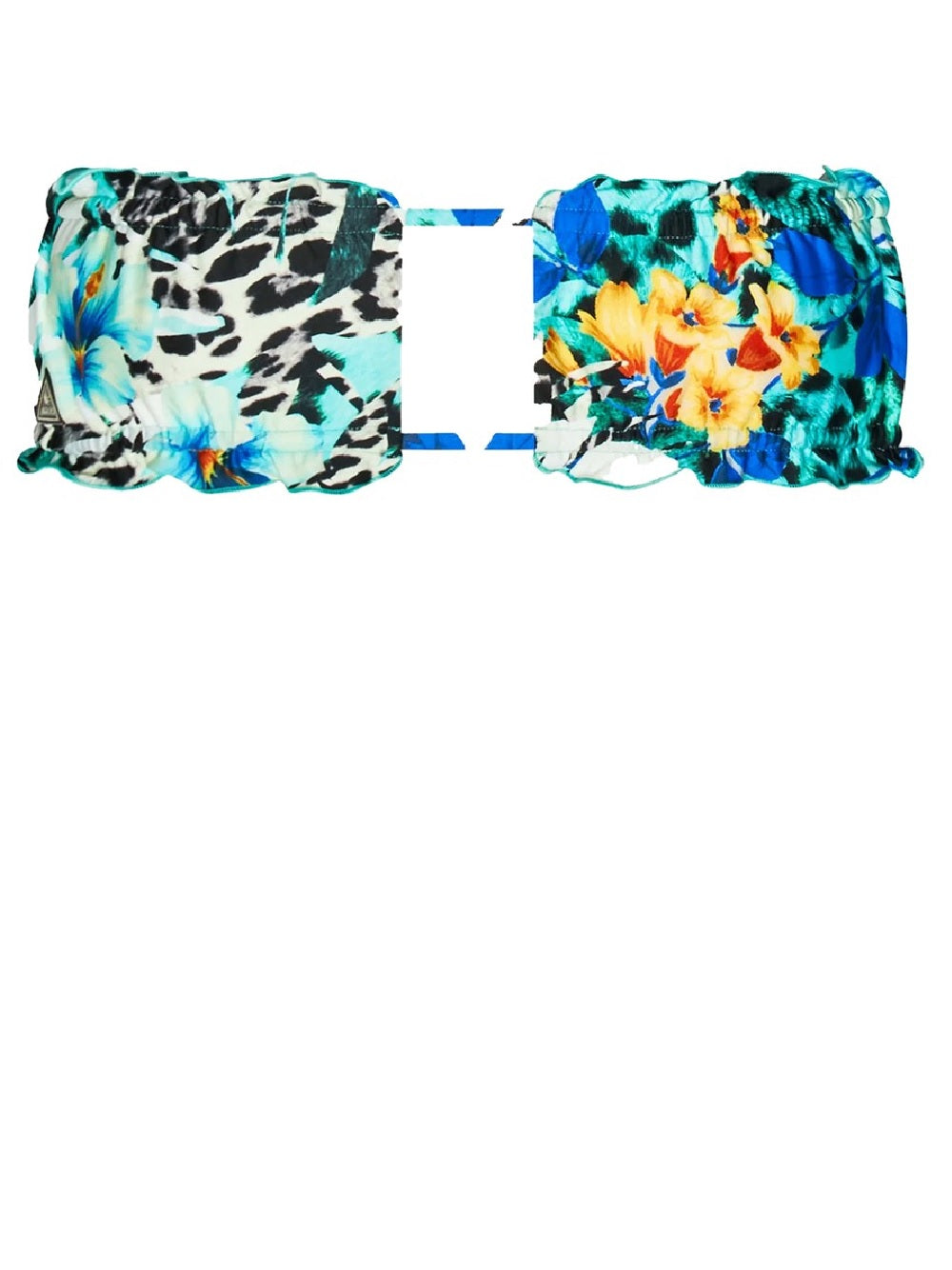 Bikini Guess a fascia modello E2GJ34 MC04R fantasia multicolore a fiori con logo Guess E2GJ34MC04R VERDE
