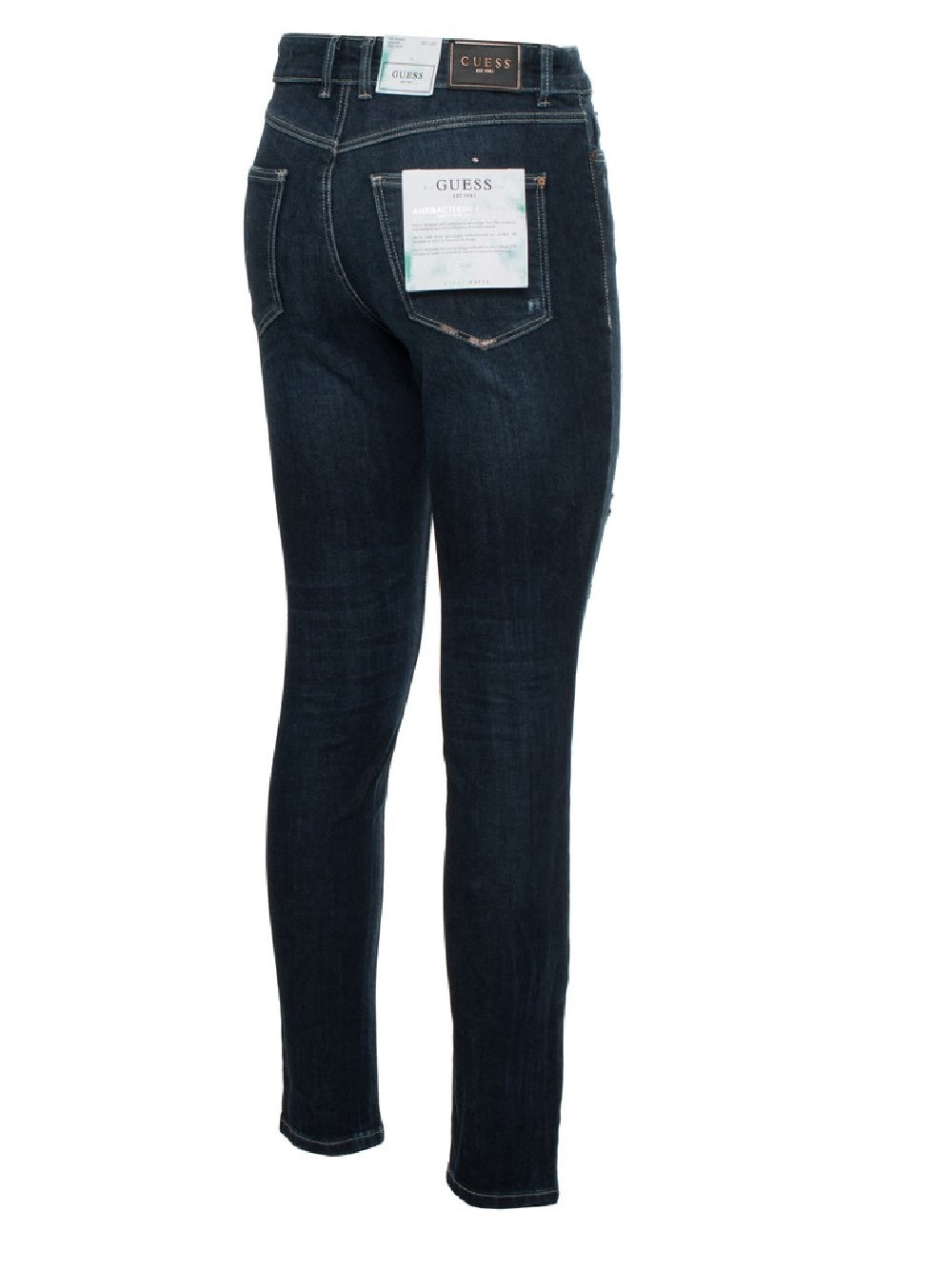 Jeans Guess modello W2RA28D4KF1 chiusura con bottone frontale a vista.