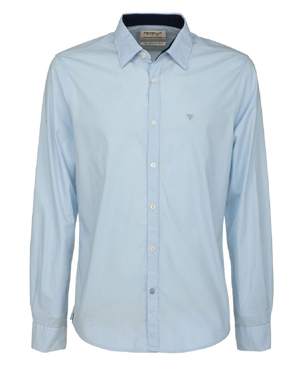 Camicia Fred Mello modello FM22W03CU tinta unita con cucitura a trama in rilievo