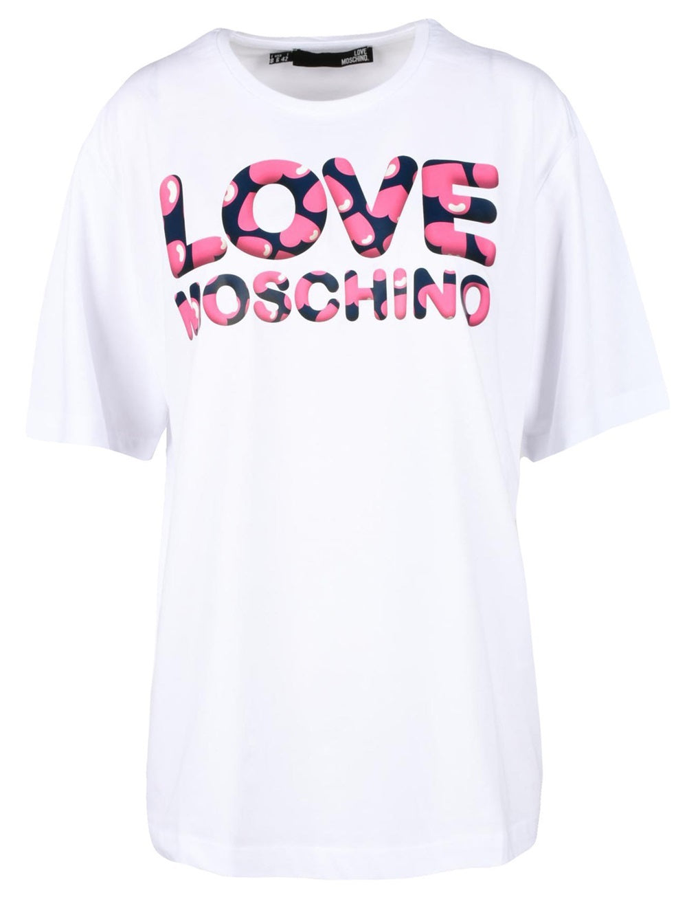 Camiseta LOVE MOSCHINO modelo W4F8750M3876 oversize con gráfico Love Moschino estampado en la parte delantera.