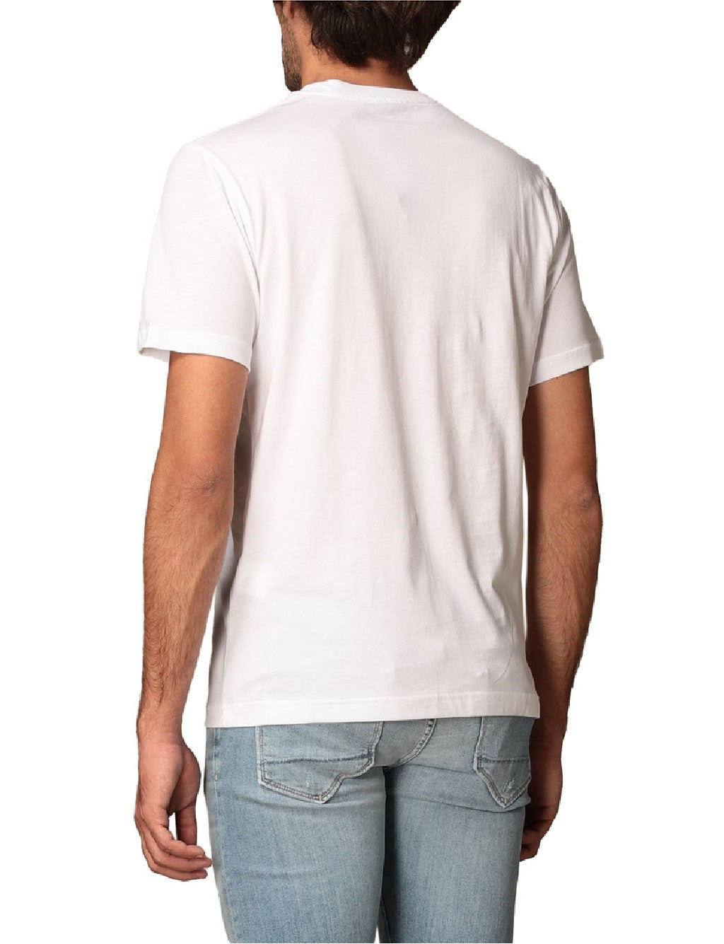 T-shirt RefrigiWear modello T22100JE9101 bianca con lettering del logo blu a contrasto.