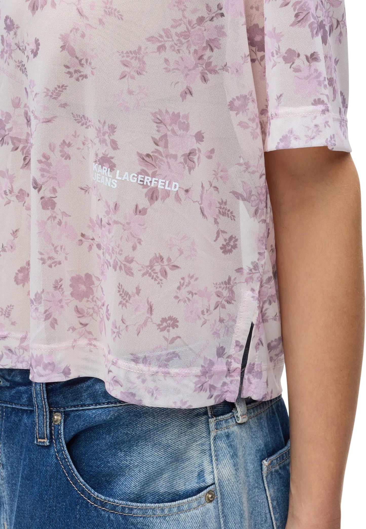 Karl Lagerfeld Jeans T-Shirt Donna Karl Lagerfeld Jeans KLJ Mesh Aop Tee pink pink