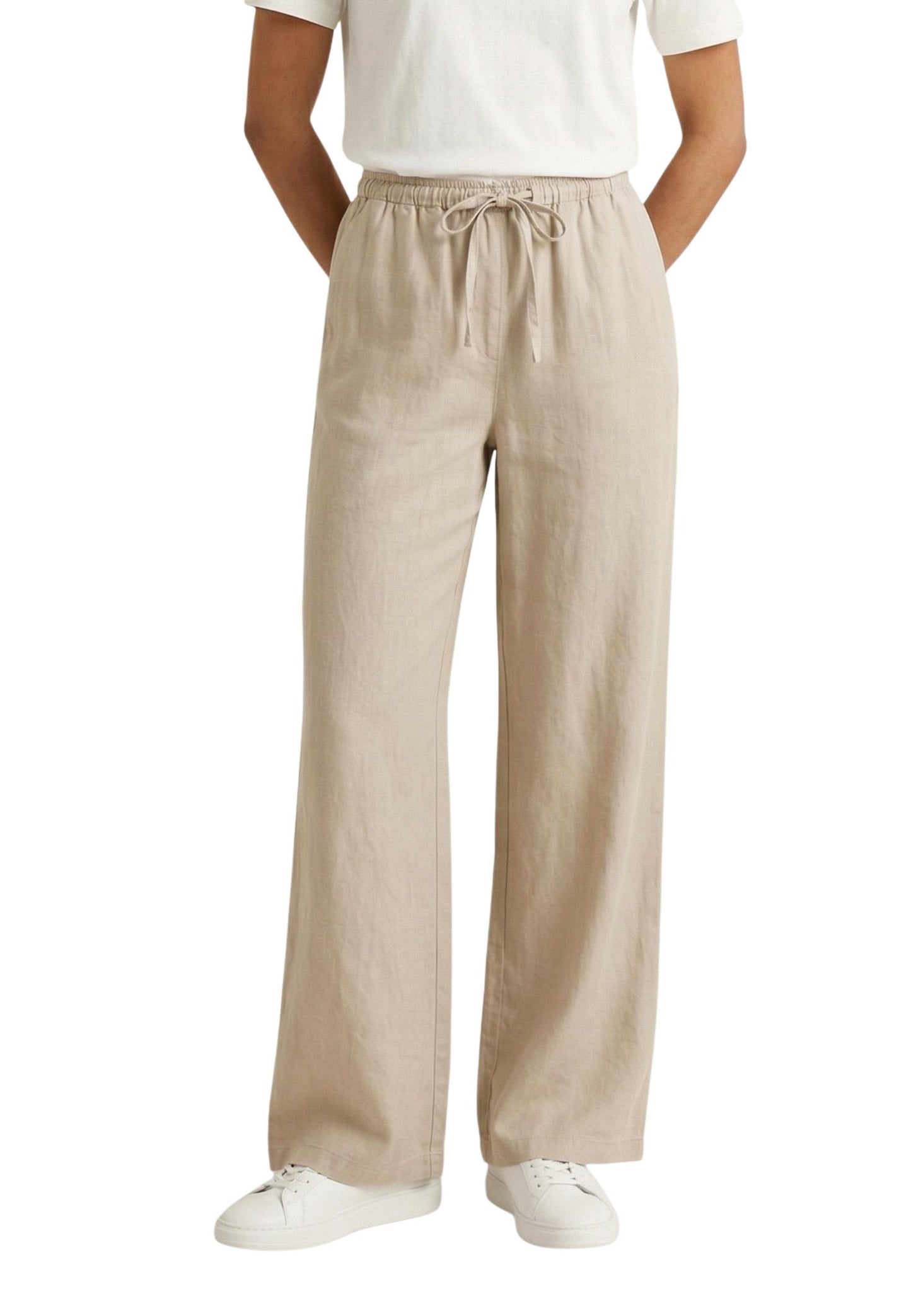 Only Pantaloni Donna Only Onlaris Life Pullup Tie Pants Wvn Cc beige beige