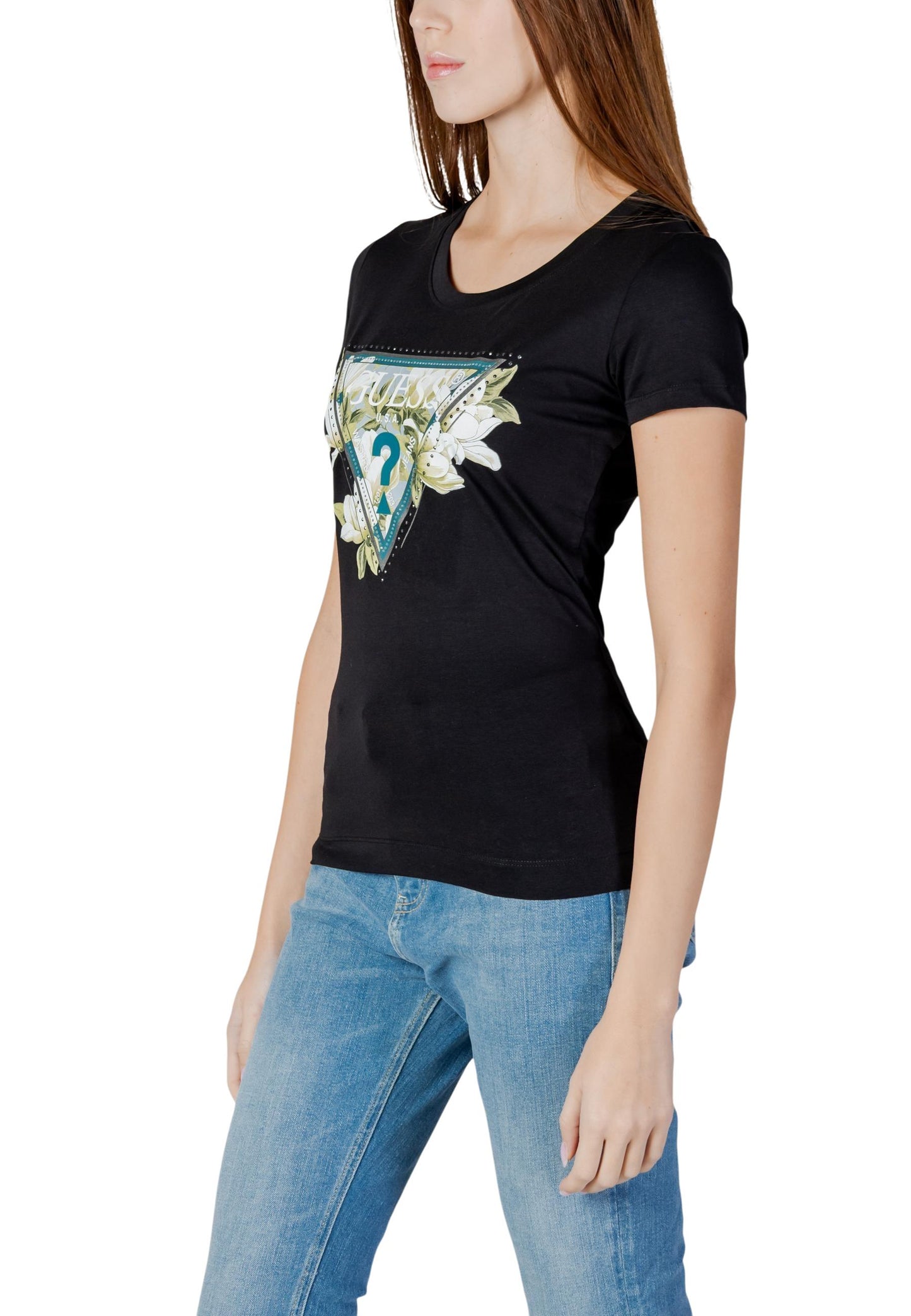 Guess T-Shirt Donna Guess SS CN CAMELIA TRIANGLE TEE black black