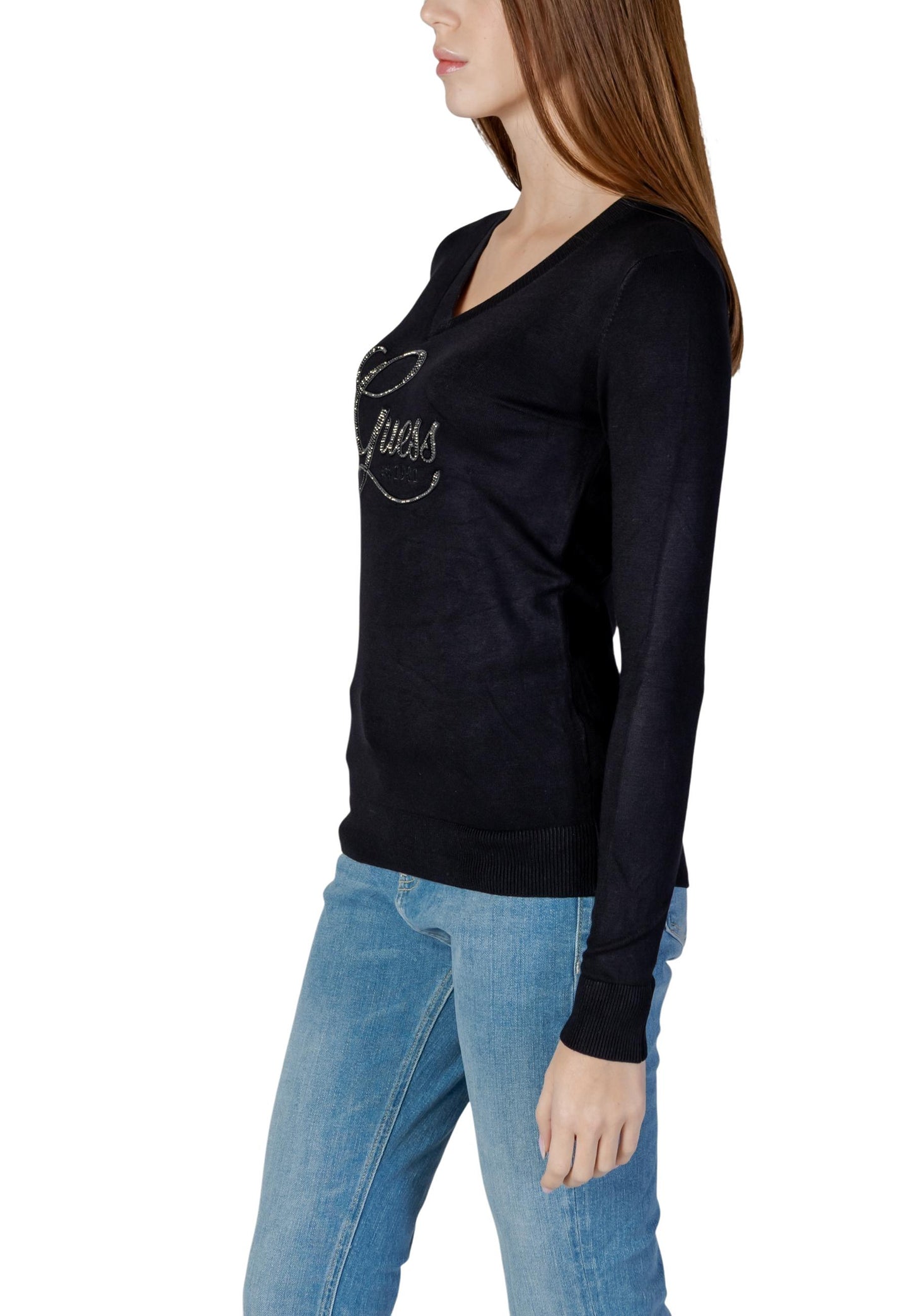 Guess Maglia Donna Guess LS VN STEPHANIE LOGO SWTR black black