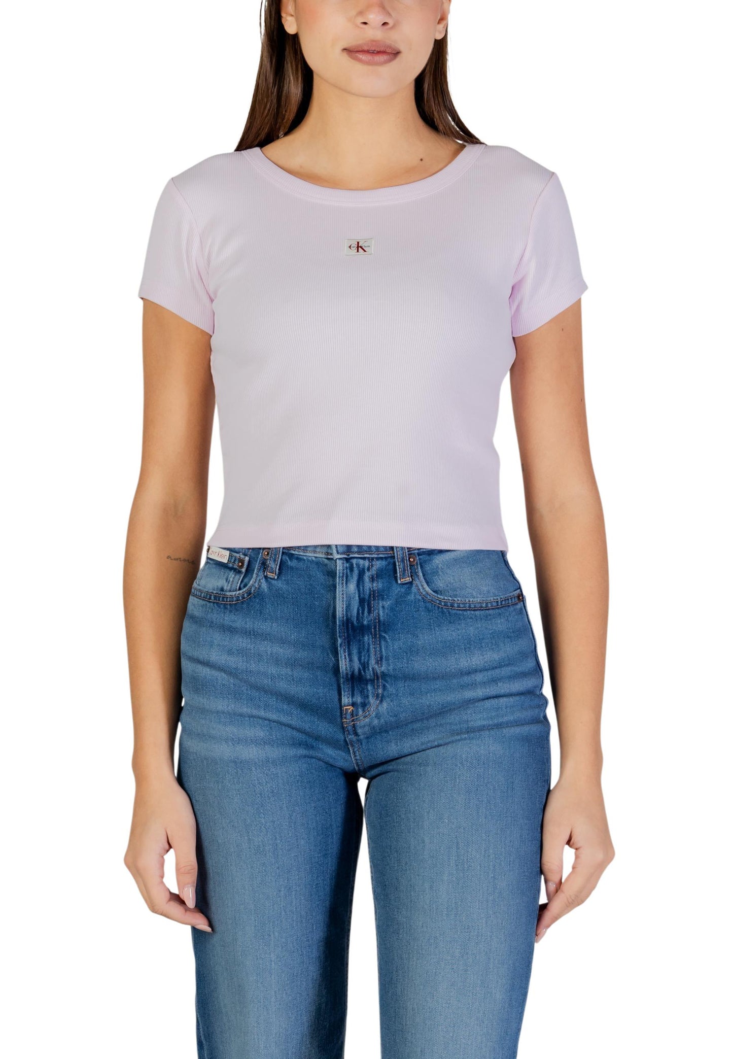 Calvin Klein Jeans T-Shirt Donna Calvin Klein Jeans A- WOVEN LABEL 2X2 R pink pink