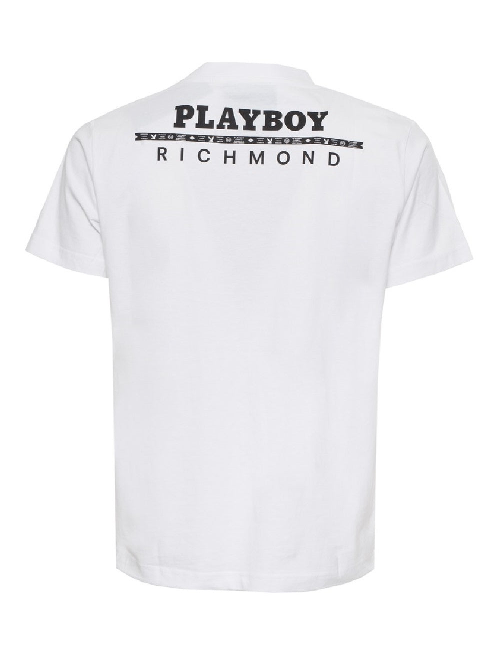 T-shirt John Richmond manica corta, girocollo con evidente stampa sul davanti, richiamo a Playboy HMP22143TS