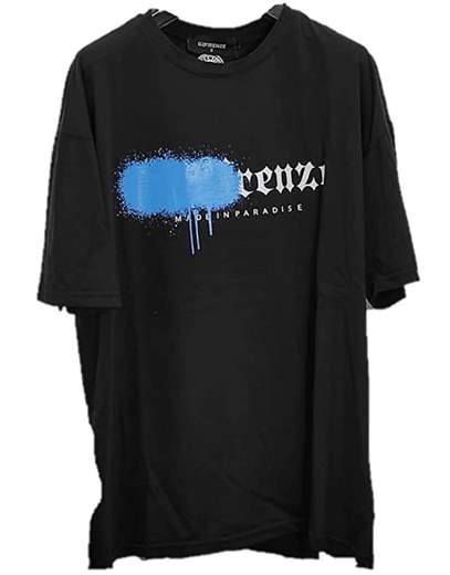 T-shirt G2FIRENZE SPRAY Nero in cotone con stampa girocollo, manica corta, stampa logo sulla parte anteriore, dettaglio colorato