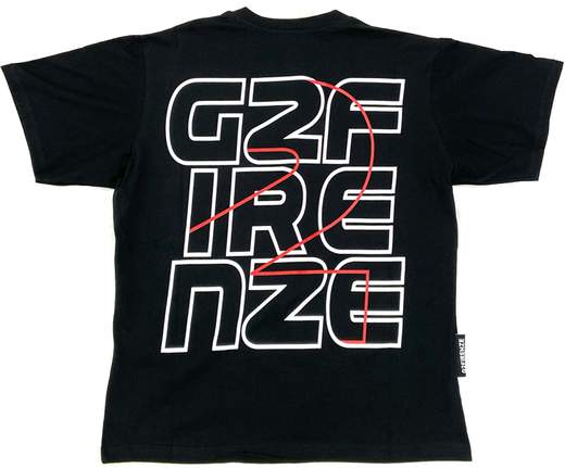 T-shirt G2FIRENZE BIGTWO Nero in cotone con stampa Girocollo, Manica corta, Stampa logo sulla parte posteriore