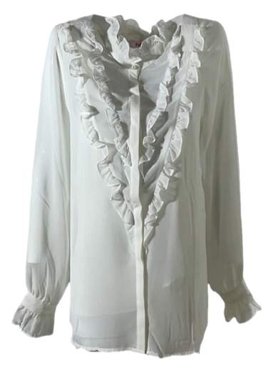 Camicia Blugirl Folies BFA0202 Bianco con ruches completa di canotta