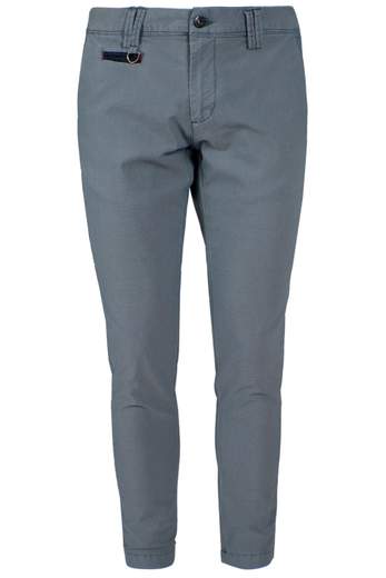 Pantalone Yes Zee P630FO Blu chino slim fit in tessuto di cotone elasticizzato, con chiusura zip coperta, tasche oblique, taschino aggiunto frontale e tasche posteriori a filo