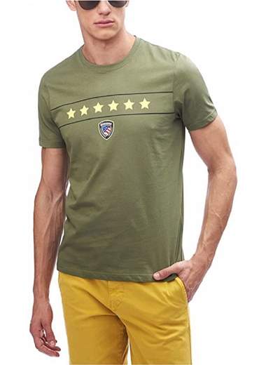 T-shirt Blauer 20SBLUH02167 Verde in jersey di cotone con manica corta