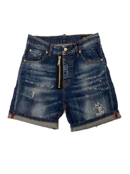 Bermudas modelo Laser G2FIRENZE con rotos y efecto intercambiado, cintura con trabillas para cinturón, cierre de cremallera.