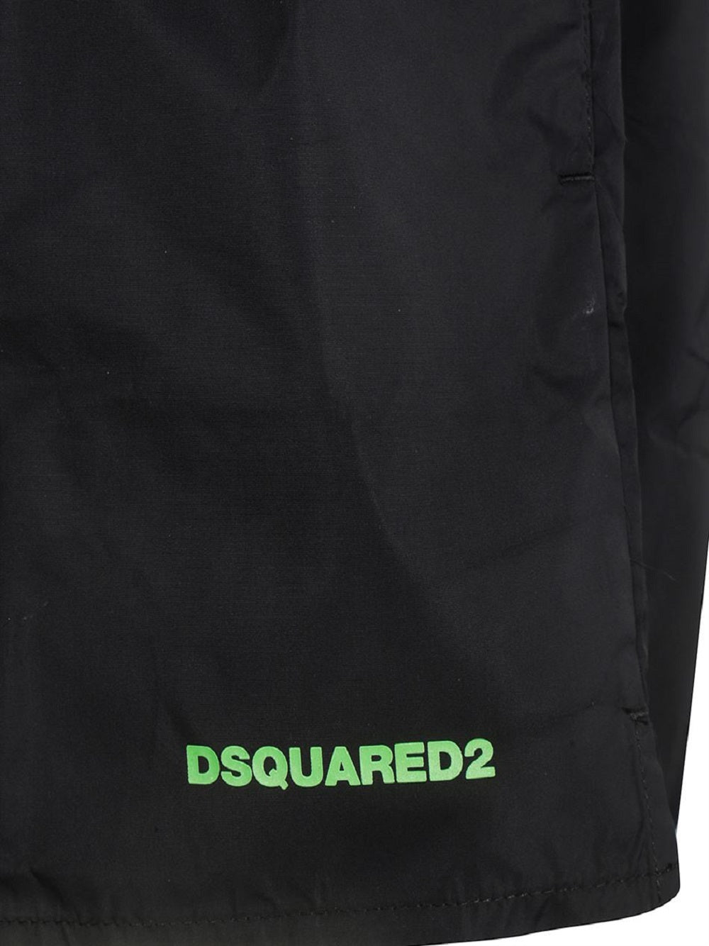 Costume da bagno Dsquared2 D7B642400 nero con logo posteriore in verde fluo con vita elasticizzata e coulisse