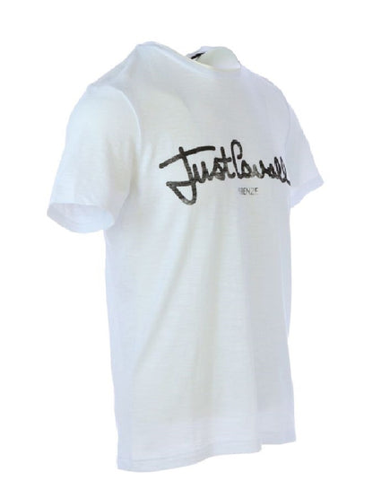 Camiseta de algodón con estampado de logotipo Just Cavalli S03GC0397