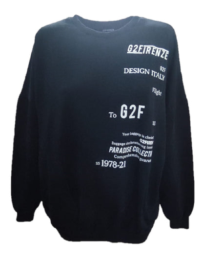 Sudadera oversize G2Firenze de algodón cepillado, ligeramente oversize, doble estampado en la parte delantera y trasera